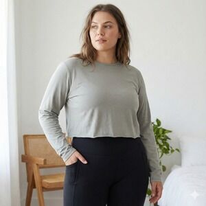 Skims Crop Top Womens 2XL Plus Size Stretch Jersey Long Sleeve Tee Kardashian